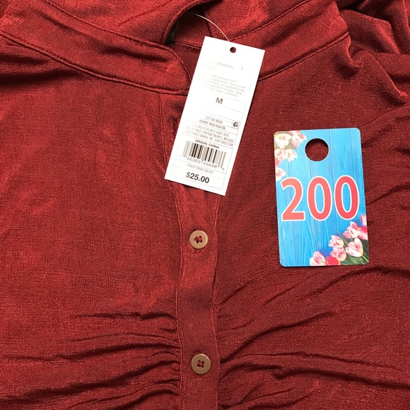 Wild Fable  Women Berry Red Short Sleeve Button Front Bodycon Dress - Picture 9 of 9